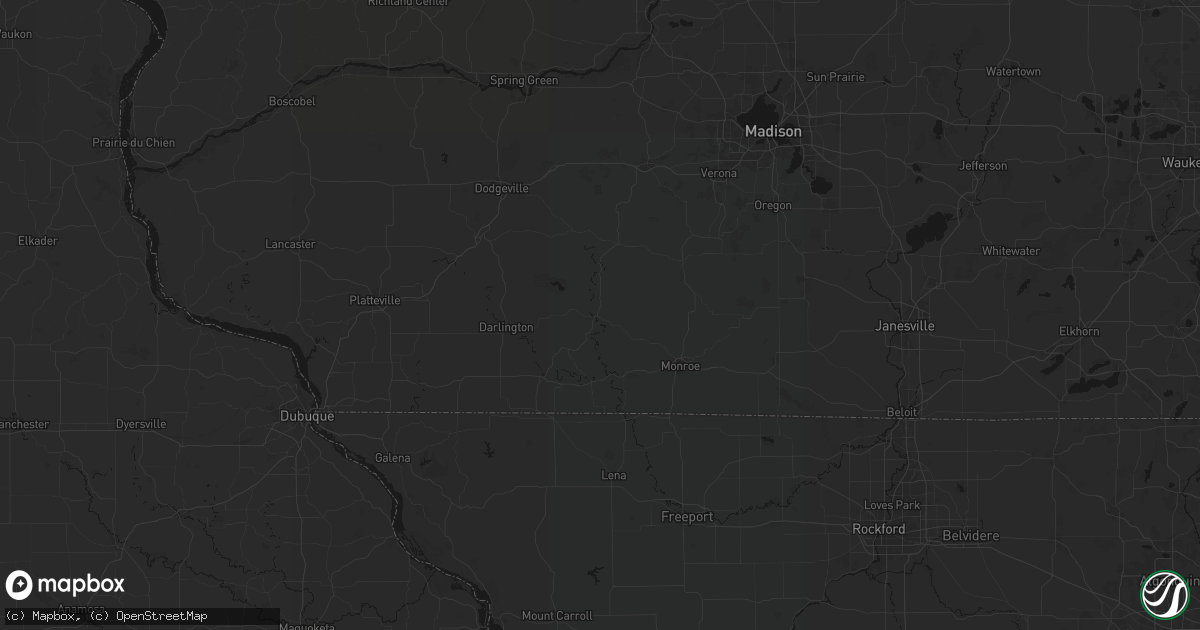 Hail map in Argyle, WI on July 1, 2026