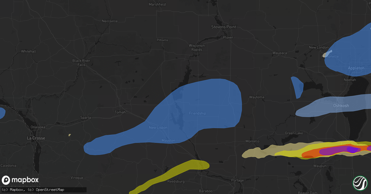 Hail map in Arkdale, WI on July 1, 2026
