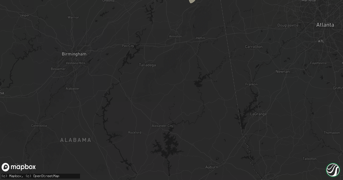 Hail map in Ashland, AL on July 1, 2026