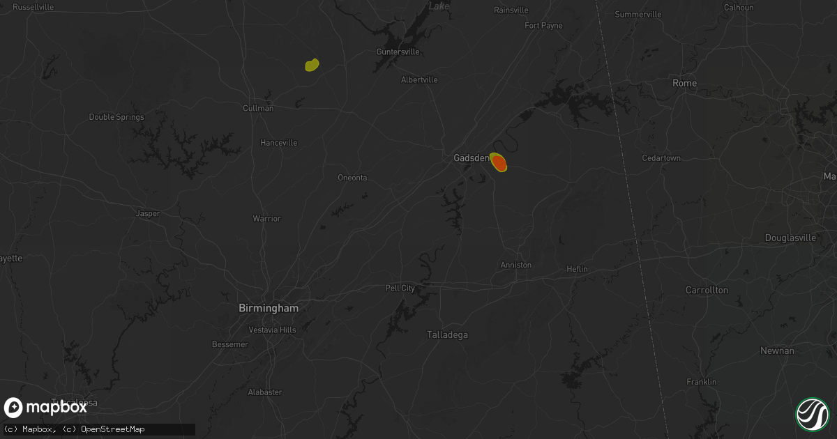 Hail map in Ashville, AL on July 1, 2026