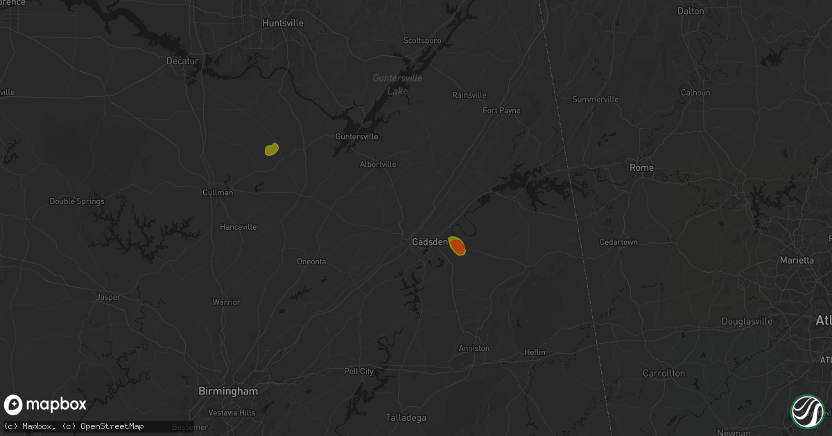 Hail map in Attalla, AL on July 1, 2026