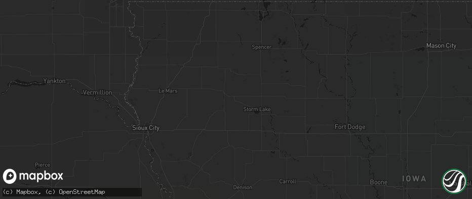 Hail map in Aurelia, IA on July 1, 2026
