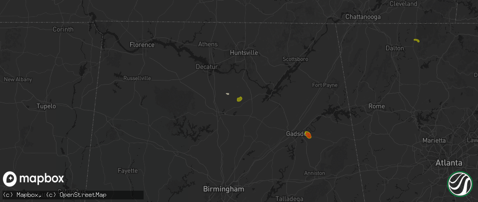 Hail map in Baileyton, AL on July 1, 2026