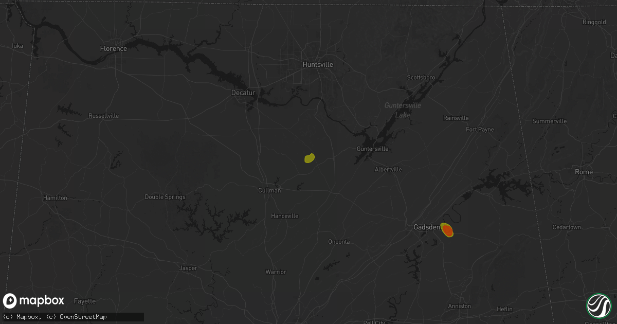 Hail map in Baileyton, AL on July 1, 2026