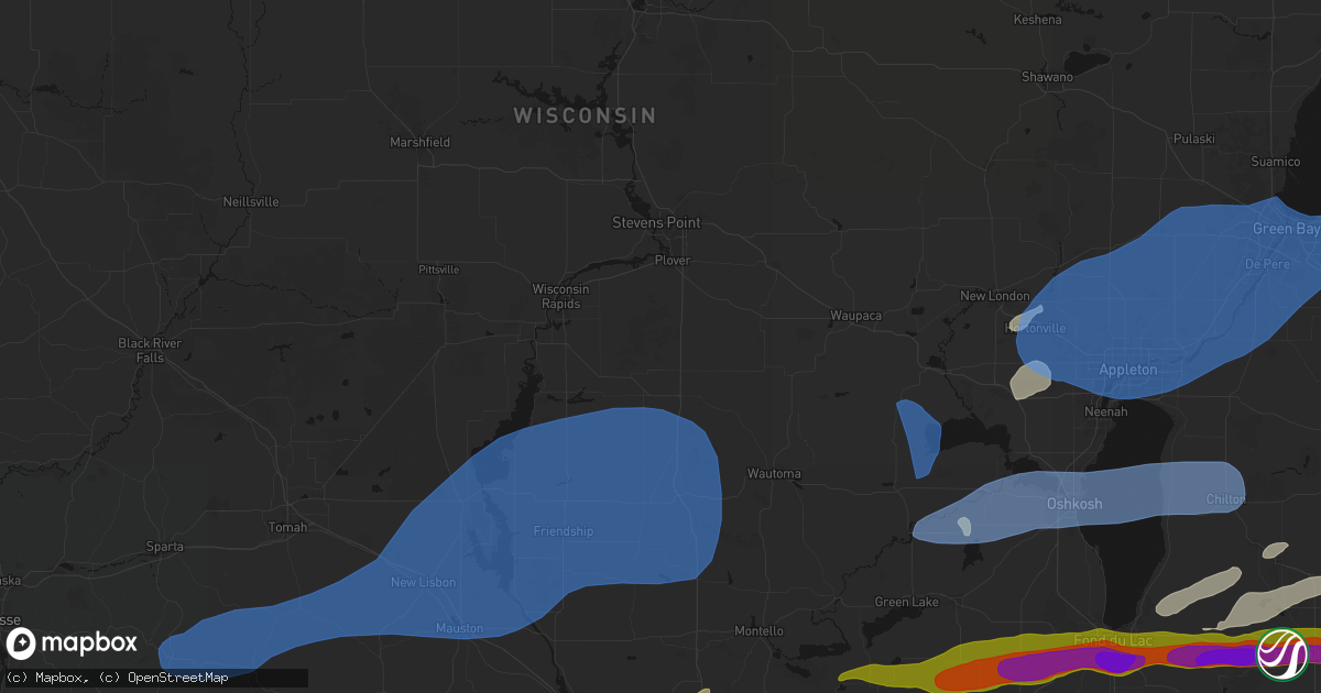 Hail map in Bancroft, WI on July 1, 2026