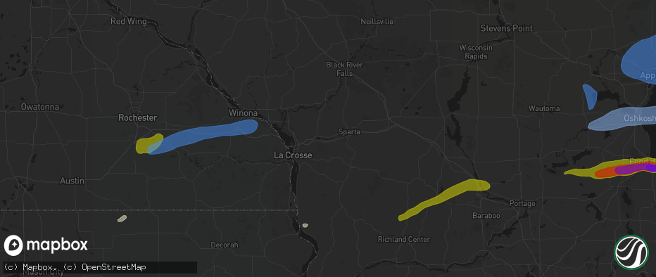 Hail map in Bangor, WI on July 1, 2026