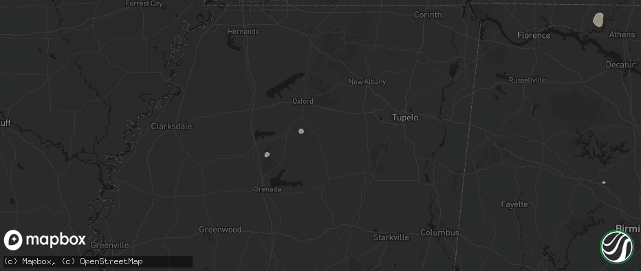 Hail map in Banner, MS on July 1, 2026