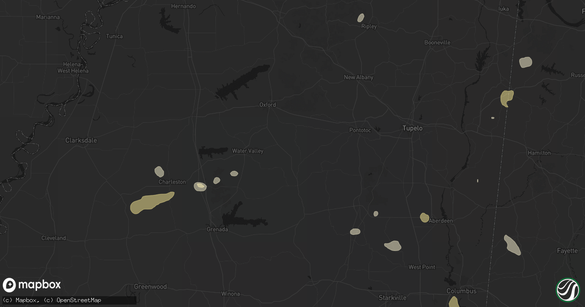 Hail map in Banner, MS on July 1, 2026