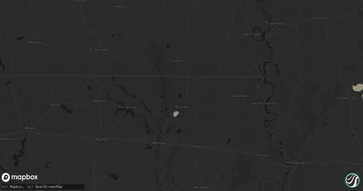 Hail map in Bastrop, LA on July 1, 2026