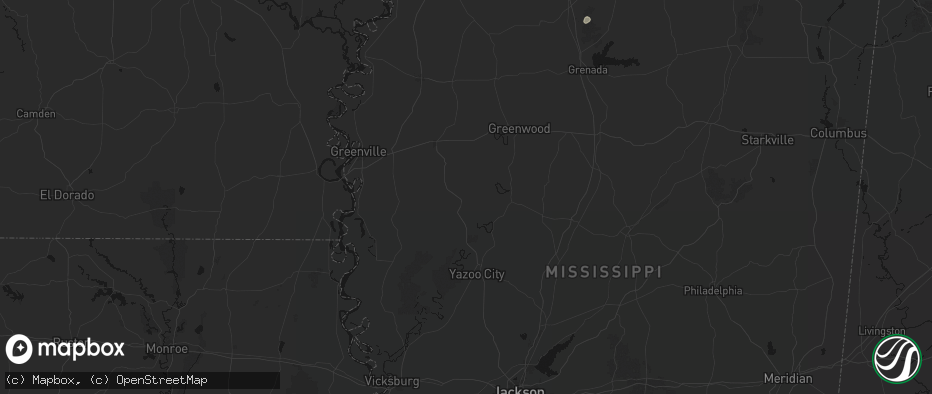 Hail map in Belzoni, MS on July 1, 2026
