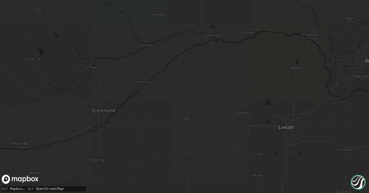 Hail map in Benedict, NE on July 1, 2026