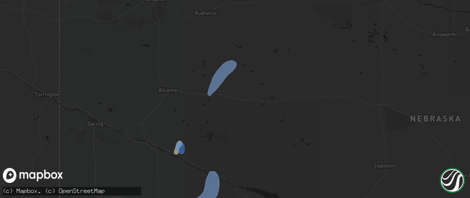 Hail map in Bingham, NE on July 1, 2026