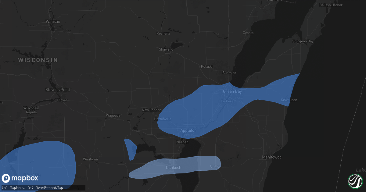 Hail map in Black Creek, WI on July 1, 2026
