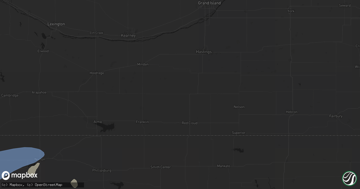 Hail map in Bladen, NE on July 1, 2026