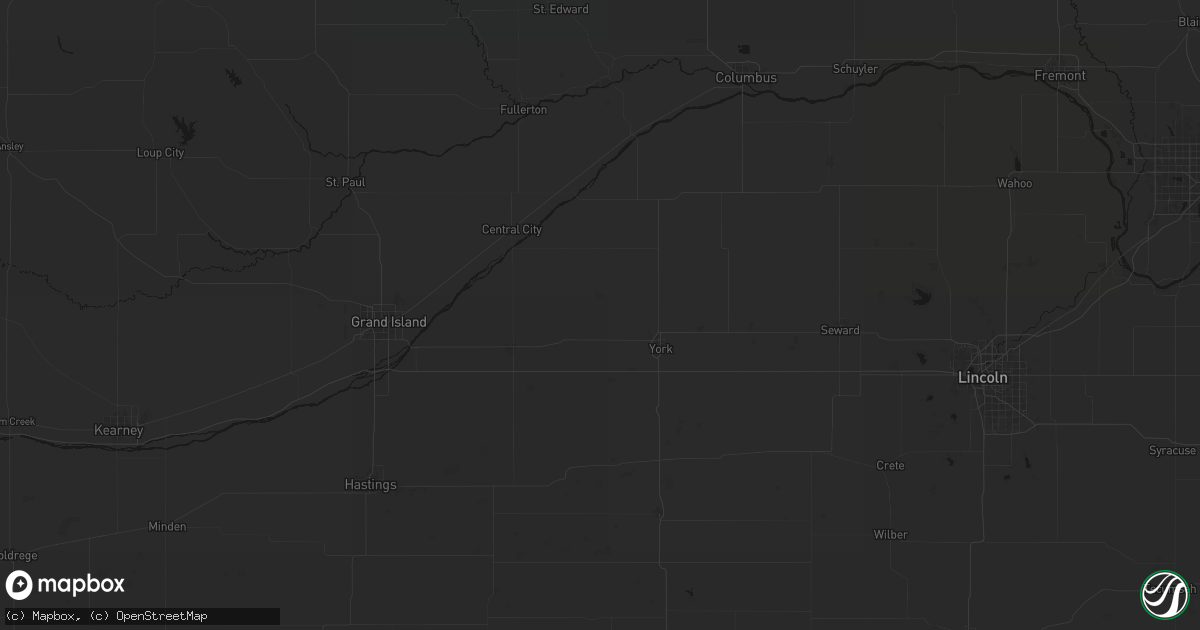 Hail map in Bradshaw, NE on July 1, 2026