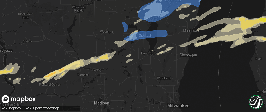 Hail map in Brandon, WI on July 1, 2026