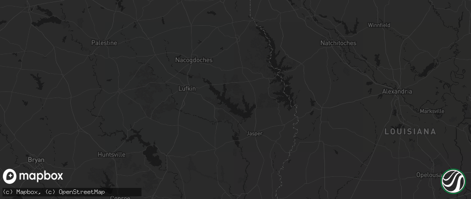 Hail map in Broaddus, TX on July 1, 2026
