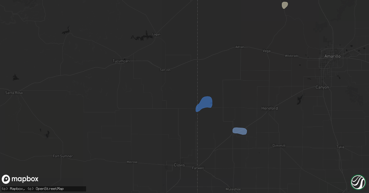 Hail map in Broadview, NM on July 1, 2026
