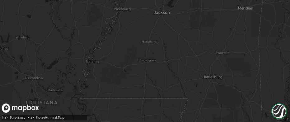 Hail map in Brookhaven, MS on July 1, 2026
