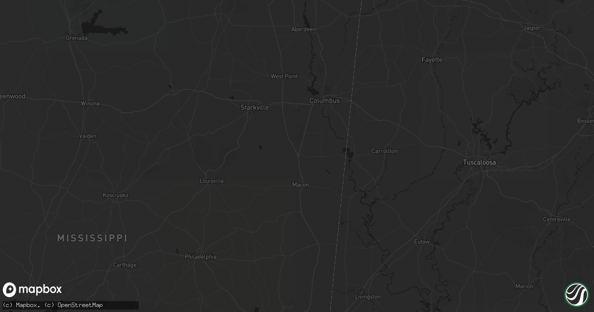 Hail map in Brooksville, MS on July 1, 2026