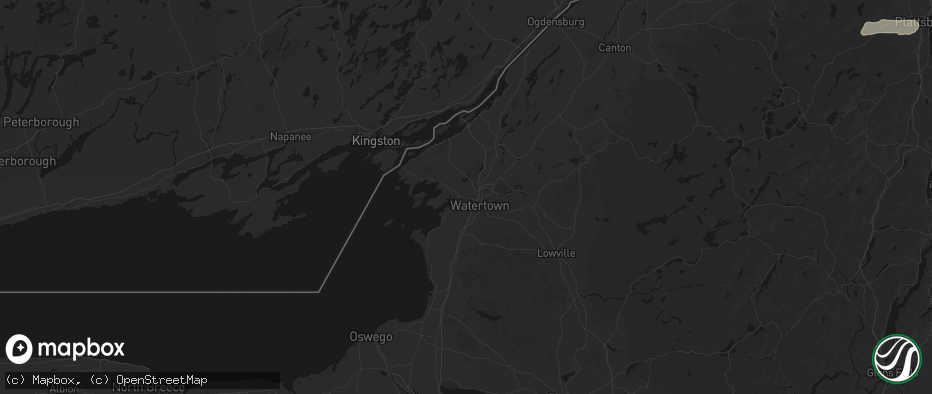 Hail map in Brownville, NY on July 1, 2026