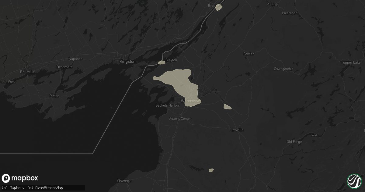 Hail map in Brownville, NY on July 1, 2026