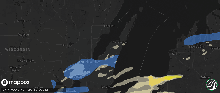 Hail map in Brussels, WI on July 1, 2026