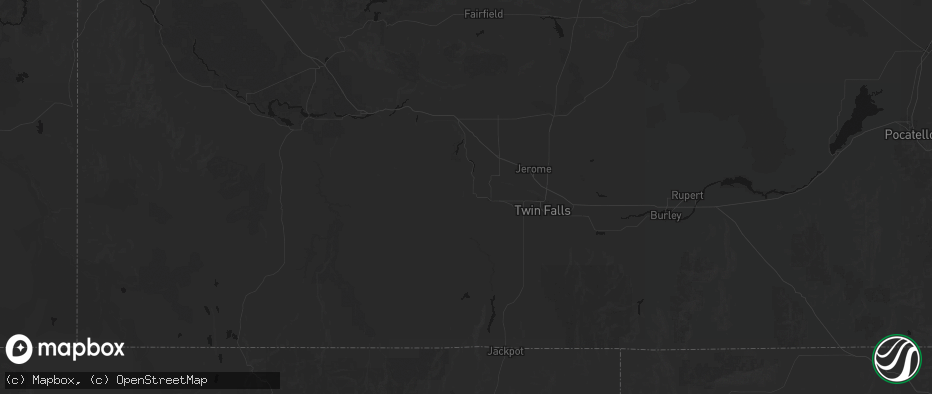 Hail map in Buhl, ID on July 1, 2026