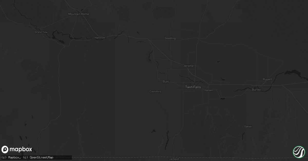 Hail map in Buhl, ID on July 1, 2026