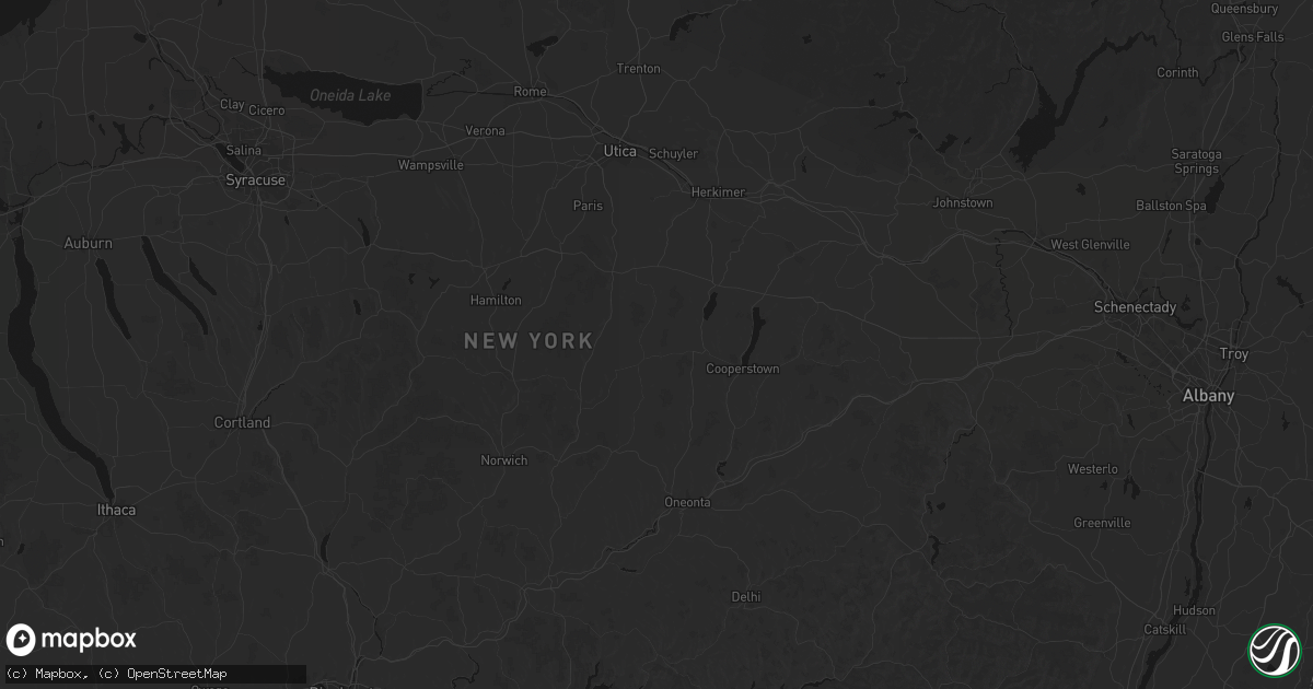 Hail map in Burlington Flats, NY on July 1, 2026