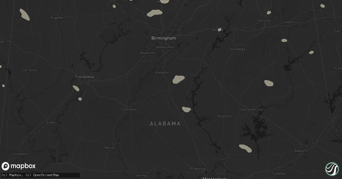 Hail map in Calera, AL on July 1, 2026