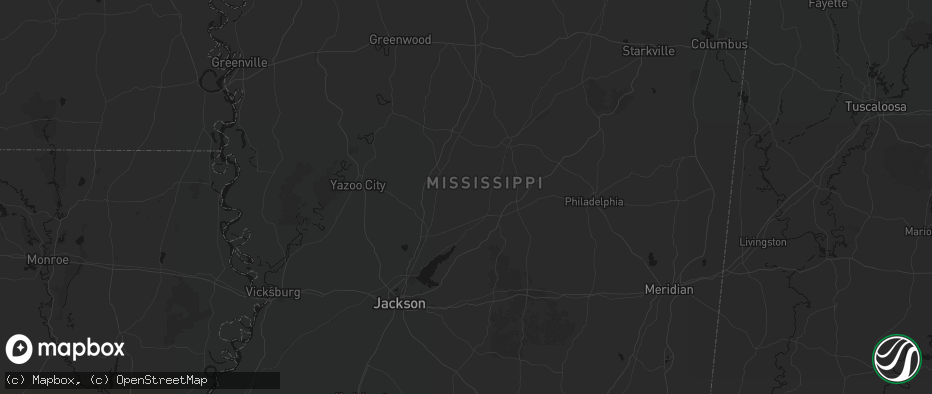 Hail map in Camden, MS on July 1, 2026