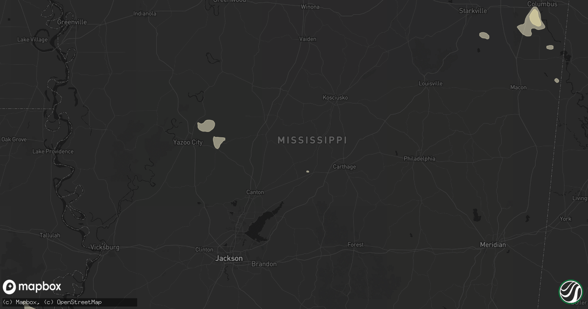 Hail map in Camden, MS on July 1, 2026