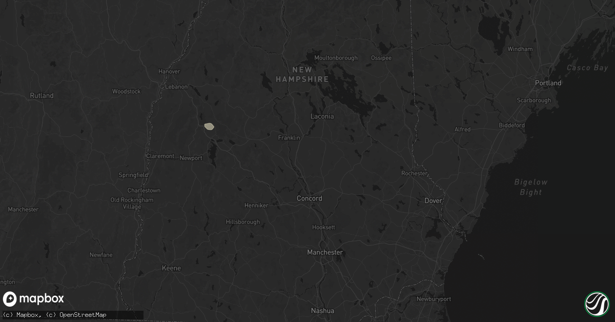 Hail map in Canterbury, NH on July 1, 2026