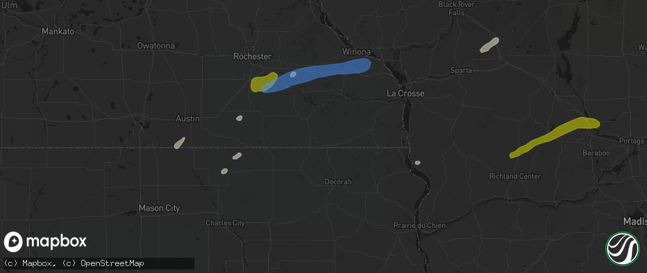 Hail map in Canton, MN on July 1, 2026