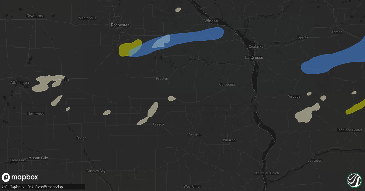 Hail map in Canton, MN on July 1, 2026