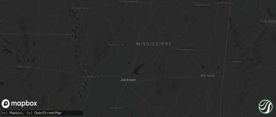 Hail map in Canton, MS on July 1, 2026