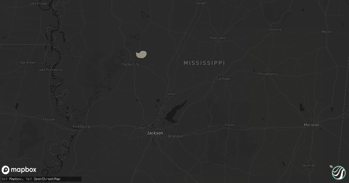 Hail map in Canton, MS on July 1, 2026