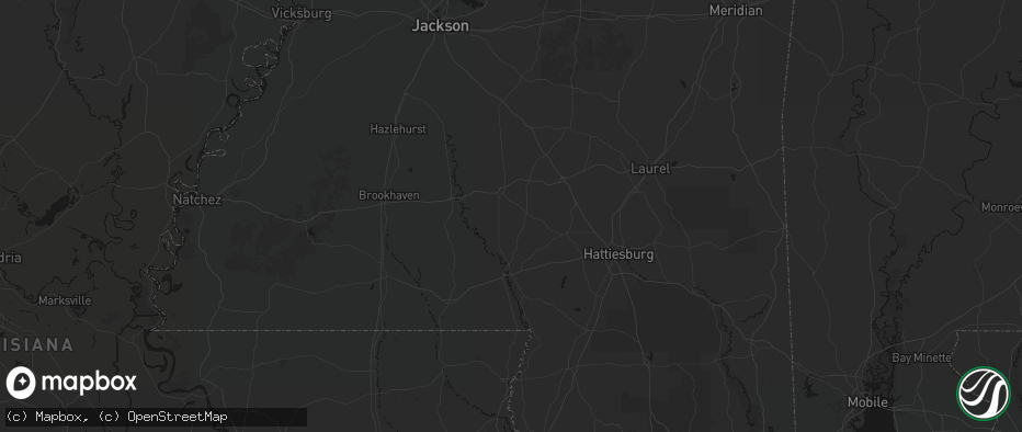 Hail map in Carson, MS on July 1, 2026