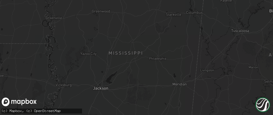 Hail map in Carthage, MS on July 1, 2026