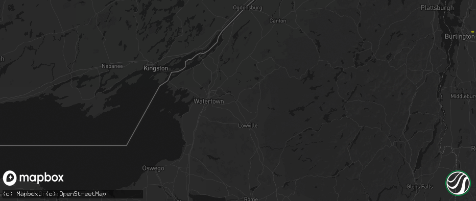 Hail map in Carthage, NY on July 1, 2026