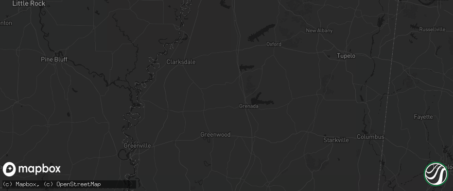 Hail map in Cascilla, MS on July 1, 2026