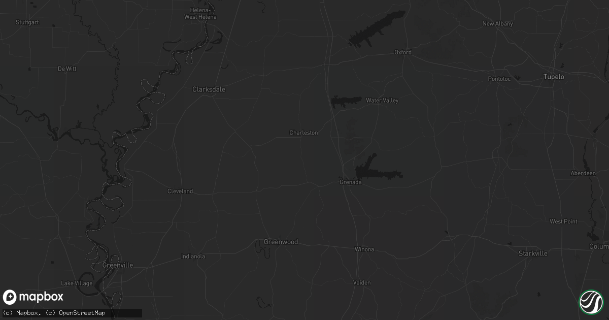 Hail map in Cascilla, MS on July 1, 2026