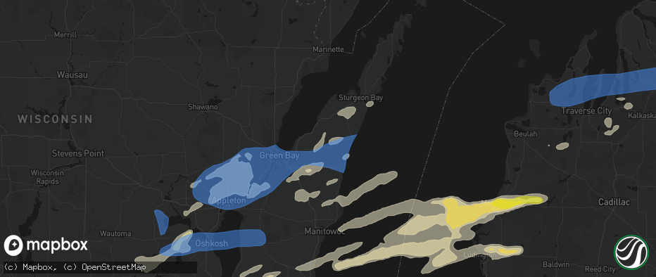 Hail map in Casco, WI on July 1, 2026