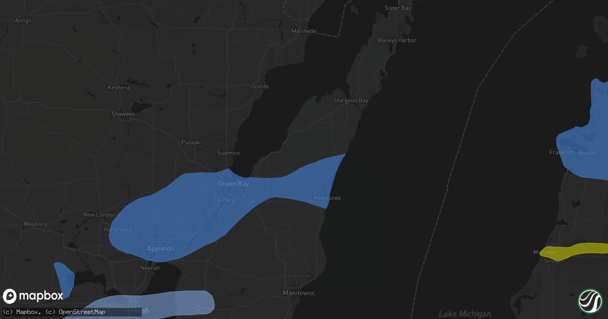 Hail map in Casco, WI on July 1, 2026