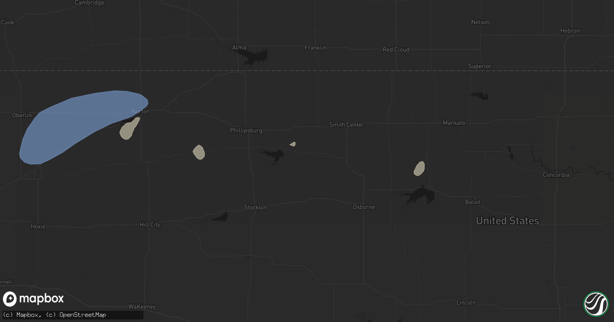 Hail map in Cedar, KS on July 1, 2026