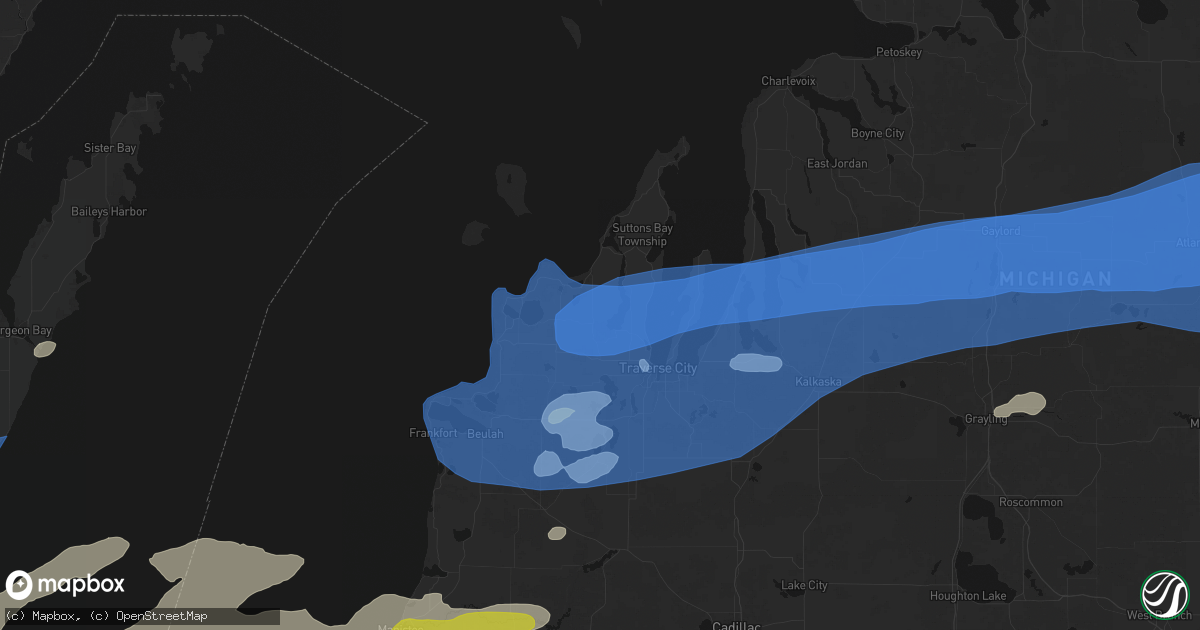 Hail map in Cedar, MI on July 1, 2026