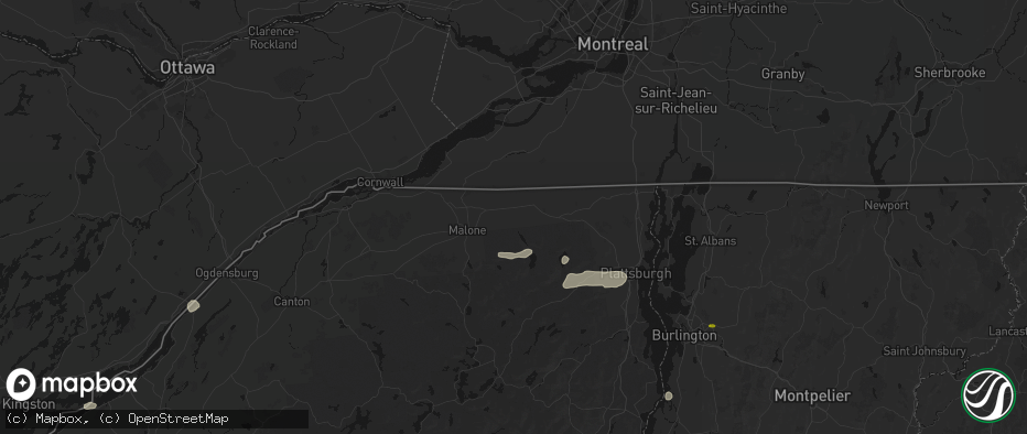 Hail map in Chateaugay, NY on July 1, 2026