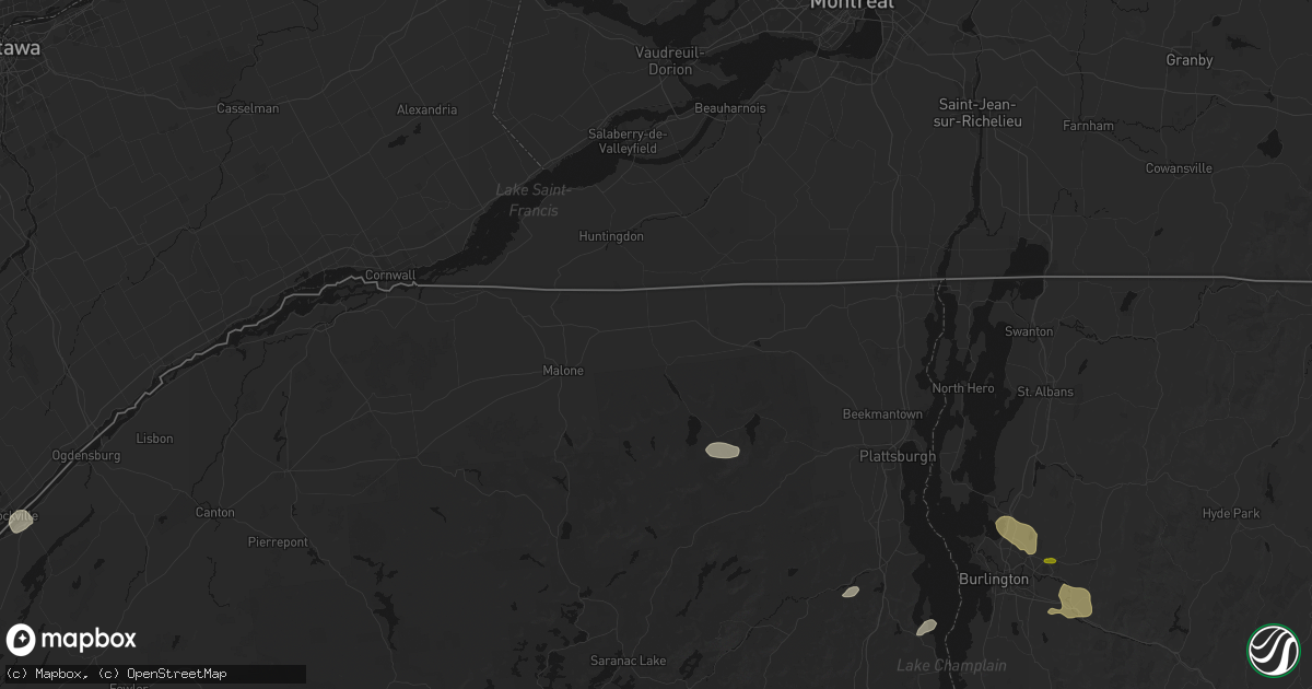 Hail map in Chateaugay, NY on July 1, 2026
