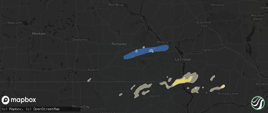 Hail map in Chatfield, MN on July 1, 2026